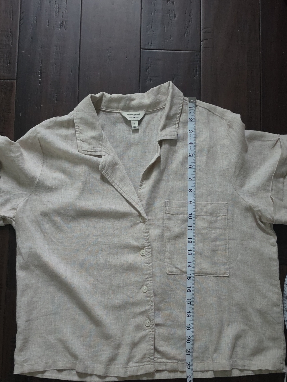 Banana Republic Linen-Blend Camp Shirt Beige Large Like New - Picture 5 of 5